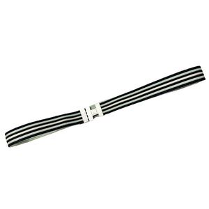 Hermès AUTHENTIC H Vintage Stripe Stretch Adjustable Belt Silver Navy Mint White